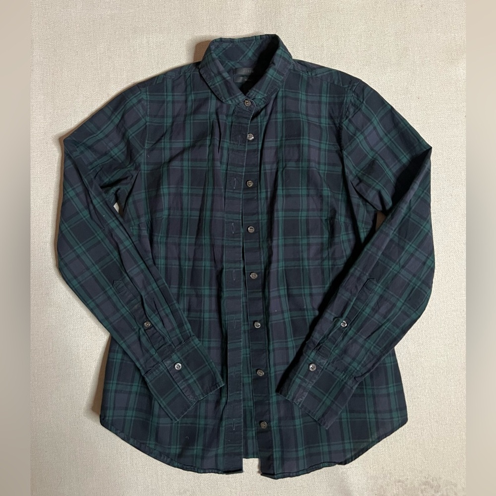 J. Crew navy and green Plaid Shirt